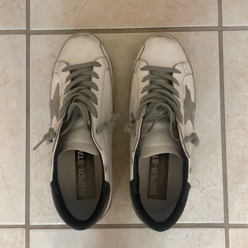 Golden Goose White and Gray Sneakers